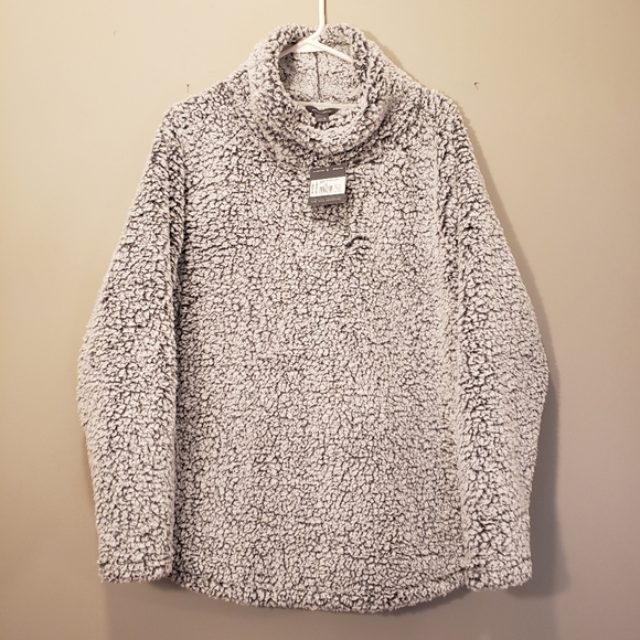 Eddie Bauer Sweaters - NWT Eddie Bauer Womens Turtleneck Fireside Funnel Plush Pullover Shirt Gray XL